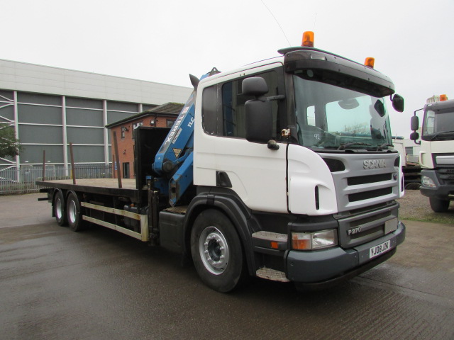 SCANIA P270 2008 6x2 FLATBED WITH CRANE. (YJ08 JZK) S/N:3991